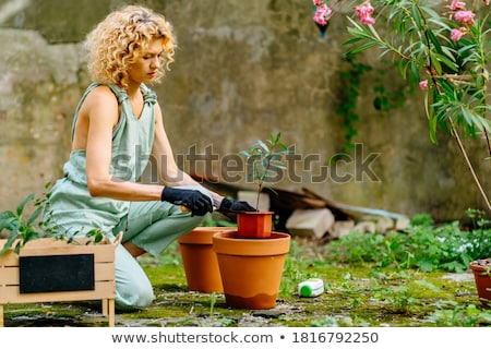 Сток-фото: Female Gardener With Watering Pot