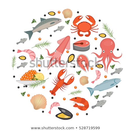 Stockfoto: Caviar Seafood Product Collection Icons Set Vector