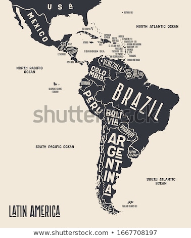 Foto stock: Map Latin America Poster Map Of Latin America