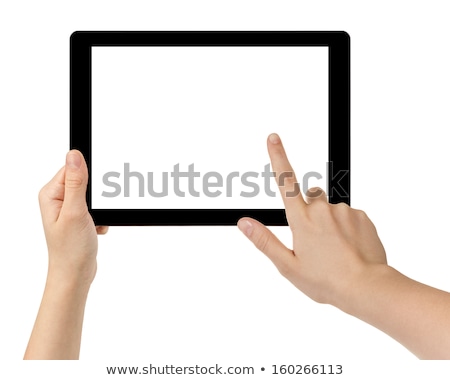 Stock fotó: Holding And Point On Tablet Pc