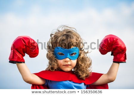 ストックフォト: Happy Girl With Red Boxer Gloves