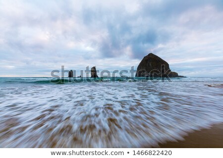 Foto d'archivio: Haystack Rock At Cannon Beach After Sunset