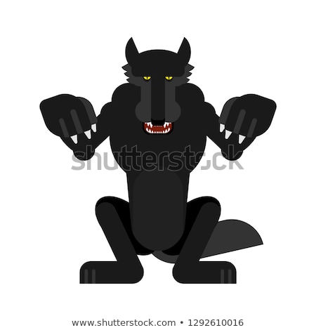 Scary Wolf Standing Stok fotoğraf © MaryValery