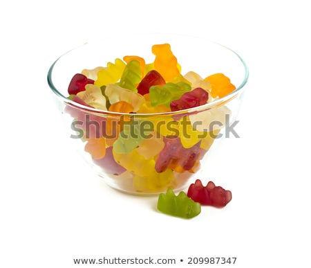 Stockfoto: Bright Colorful Candy In Glass Bowl On White Background