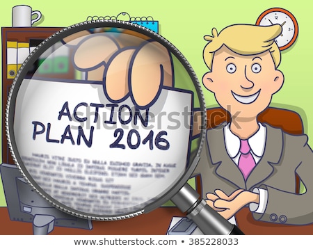 Stock fotó: Development Plan 2016 Through Magnifying Glass Doodle Style