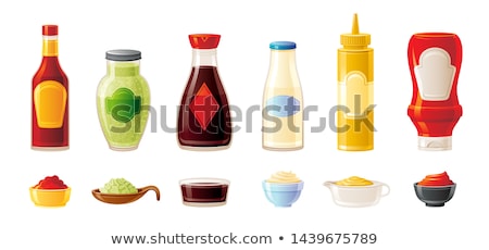 Stock foto: Ketchup And Mustard In Bottle Vector Cartoon Icon