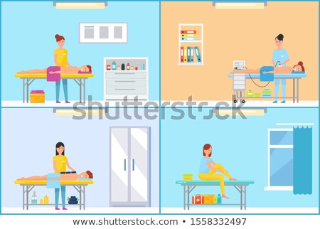 ストックフォト: Masseuse Massaging Client In Cabinet Cartoon Set