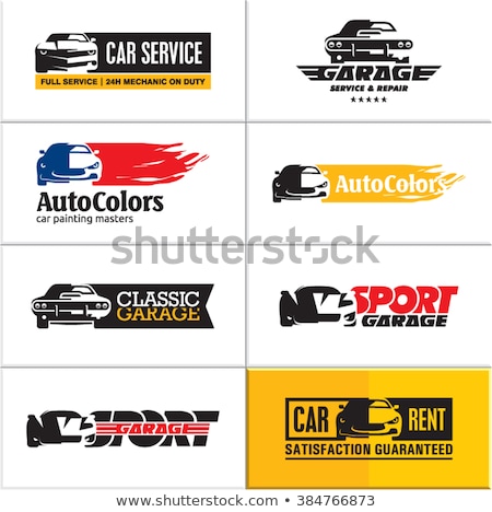 Stock foto: Color Vintage Car Rent Emblem