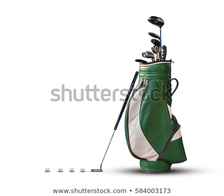 Stockfoto: Black Golf Club Wedge Iron And Golf Ball On White Background