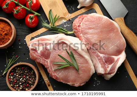 Foto stock: Steak Pork Grill On Wooden Cutting Board