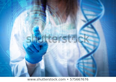 Zdjęcia stock: Doctor Touching Screen With Biology And Genetic Concept