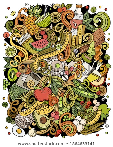Cartoon Doodles Diet Food Illustration Bright Colors Dietary Funny Picture Stock foto © balabolka