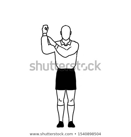 Stok fotoğraf: Rugby Referee Penalty Knock On Hand Signal Drawing Retro