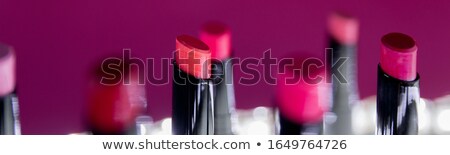 Stock fotó: Banner Of Set Of Matte Lipstick In Red And Natural Colors On Black Background