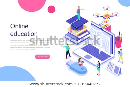 Foto stock: Online Education Concept - Modern Isometric Vector Web Banner