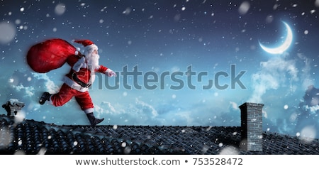 Stok fotoğraf: Rooftops With Chimneys In Winter