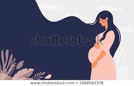 Stok fotoğraf: Beautiful Pregnant Woman In Blue Dress Isolated On White