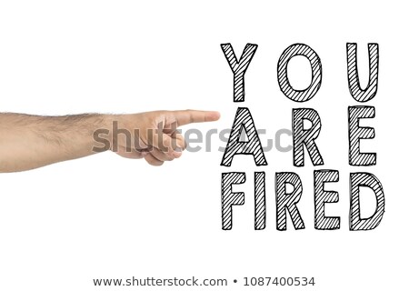 Foto stock: You Are Fired Concept Boss Gesturing Way Out Hand Sign