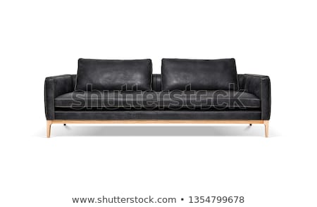 Stockfoto: Black Sofa Isolated Big Large Soft Couch On White Background