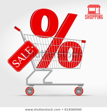 ストックフォト: Shopping Cart With Red Percentage Sign