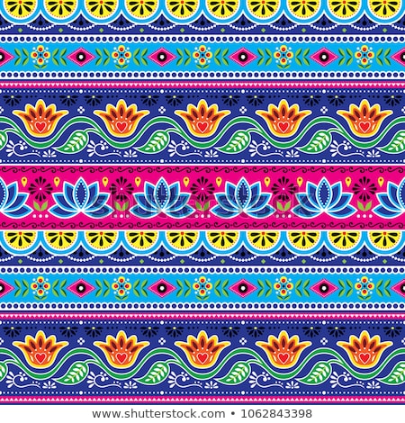 Сток-фото: Pakistani Truck Art Vector Seamless Pattern Indian Truck Floral Design With Flowers Leaves And A