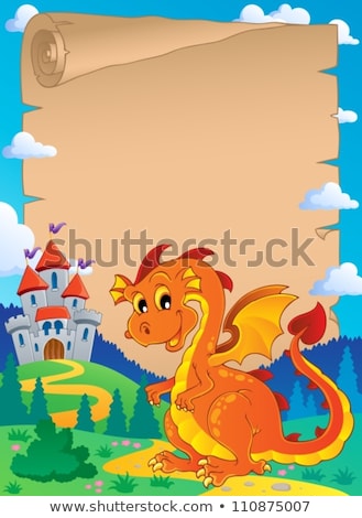 Foto stock: Dragon And Castle Theme Parchment 3