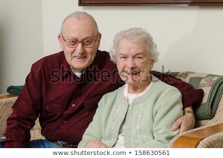 Stock foto: Close Up Portrait Of An Elder Couple At Home