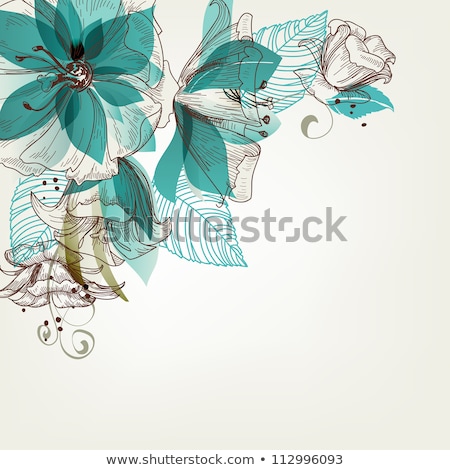 Stockfoto: Gift Card With Abstract Roses Flowers And Frame