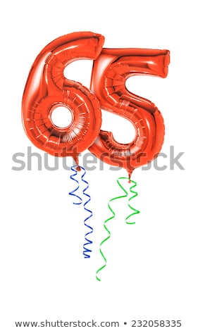 Stok fotoğraf: Red Balloons With Ribbon - Number 65