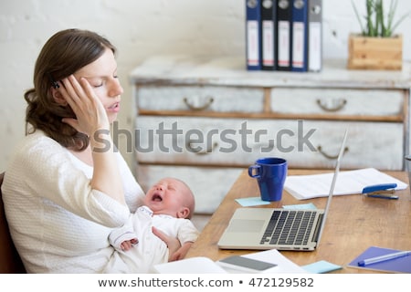 Zdjęcia stock: Little Business Woman Screaming On Stressed Woman