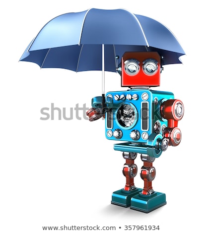 Stock photo: Vintage Robot With Umbrella Isolated Contains Clipping Path