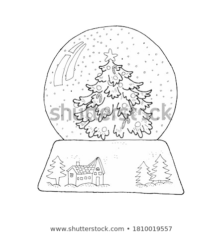 Stock fotó: Snow Globe With Christmas Tree Sketch Icon