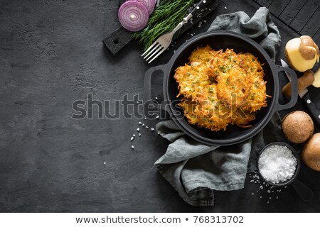 ストックフォト: Potato Pancakes On Dark Background Top View