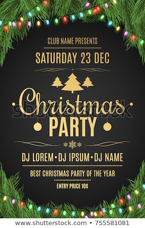 Stockfoto: Vector Merry Christmas Party Flyer Illustration With Holiday Typography Elements And Gold Ornamental