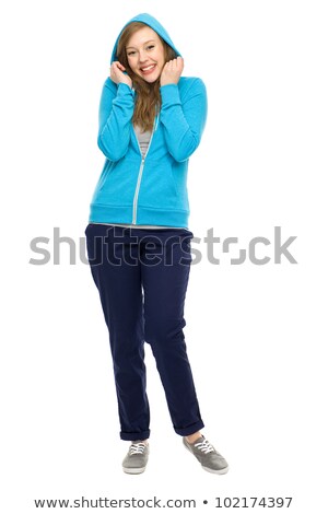 Stock fotó: Young Woman Wearing Hooded Top