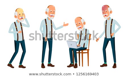 Asian Old Man Vector Elderly People Senior Person Aged Smile Advertisement Greeting Announcem ストックフォト © pikepicture