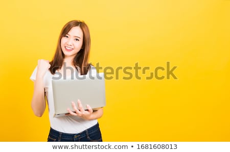Zdjęcia stock: Portrait Of An Excited Young Casual Woman