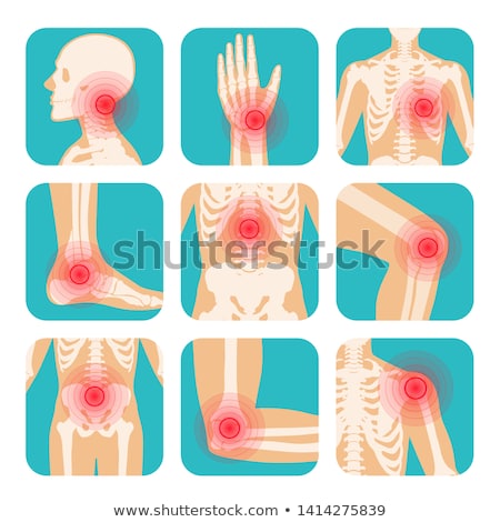 Stockfoto: Set Of Red Circle Pain Localization Human Body Skeleton Joints And Bones