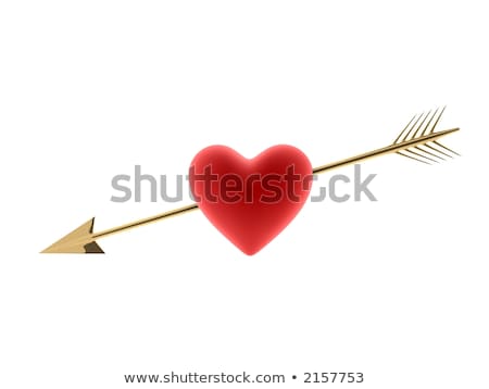 Stok fotoğraf: Golden Red Heart With Arrow