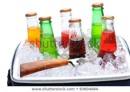 Zdjęcia stock: Assorted Soda Bottles In Ice Chest