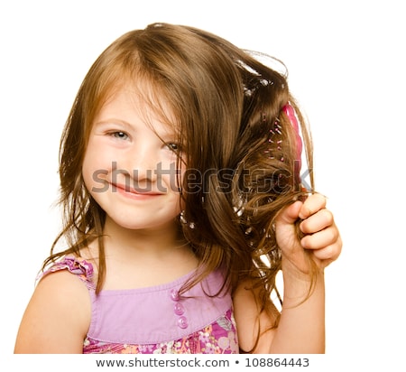 Stockfoto: Portrait Of A Beautiful Little Girl With Long Hair Hair Care Concept
