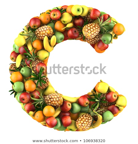 Foto stock: Illustration Of Letter C Made Of Vitamin Isolated White