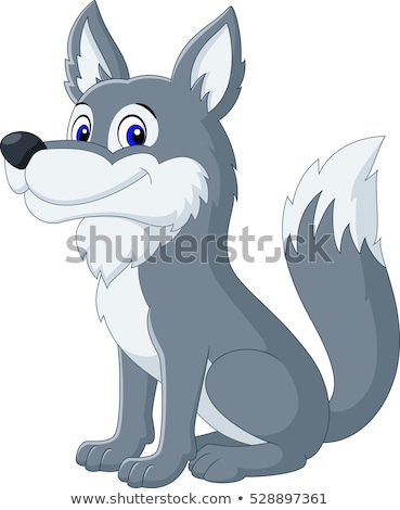 Stok fotoğraf: Cute Smiling Wild Wolf Cartoon Illustration