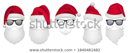 Zdjęcia stock: Vector Set With Santa Hats Beards And Mustaches