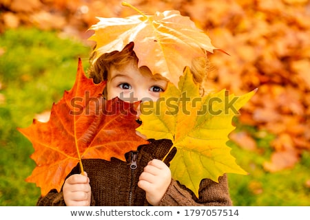 Foto d'archivio: Happy Family With Maple Leaf At Autumn Park