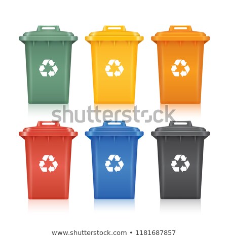 Stockfoto: Green Red And Blue Trash Cans