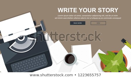 Foto d'archivio: Write Your Story Business Banner For Journalism And Blogging Flat Vector Illustration