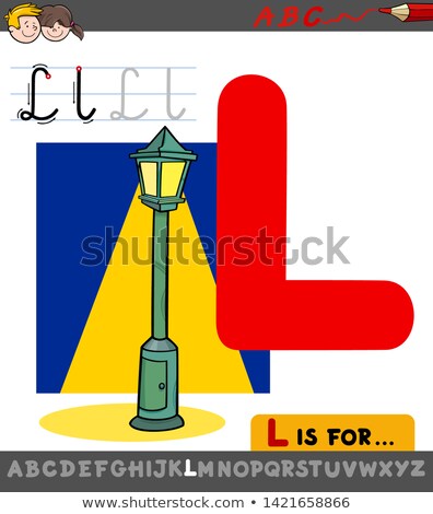 Foto d'archivio: Letter L Worksheet With Cartoon Lamp Or Lantern