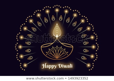 ストックフォト: Glowing Diwali Diya With Light Sparkle Design Banner