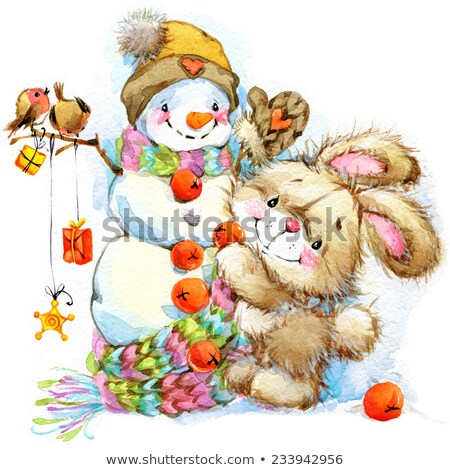 Foto d'archivio: Little Cute Bear And New Year Greeting